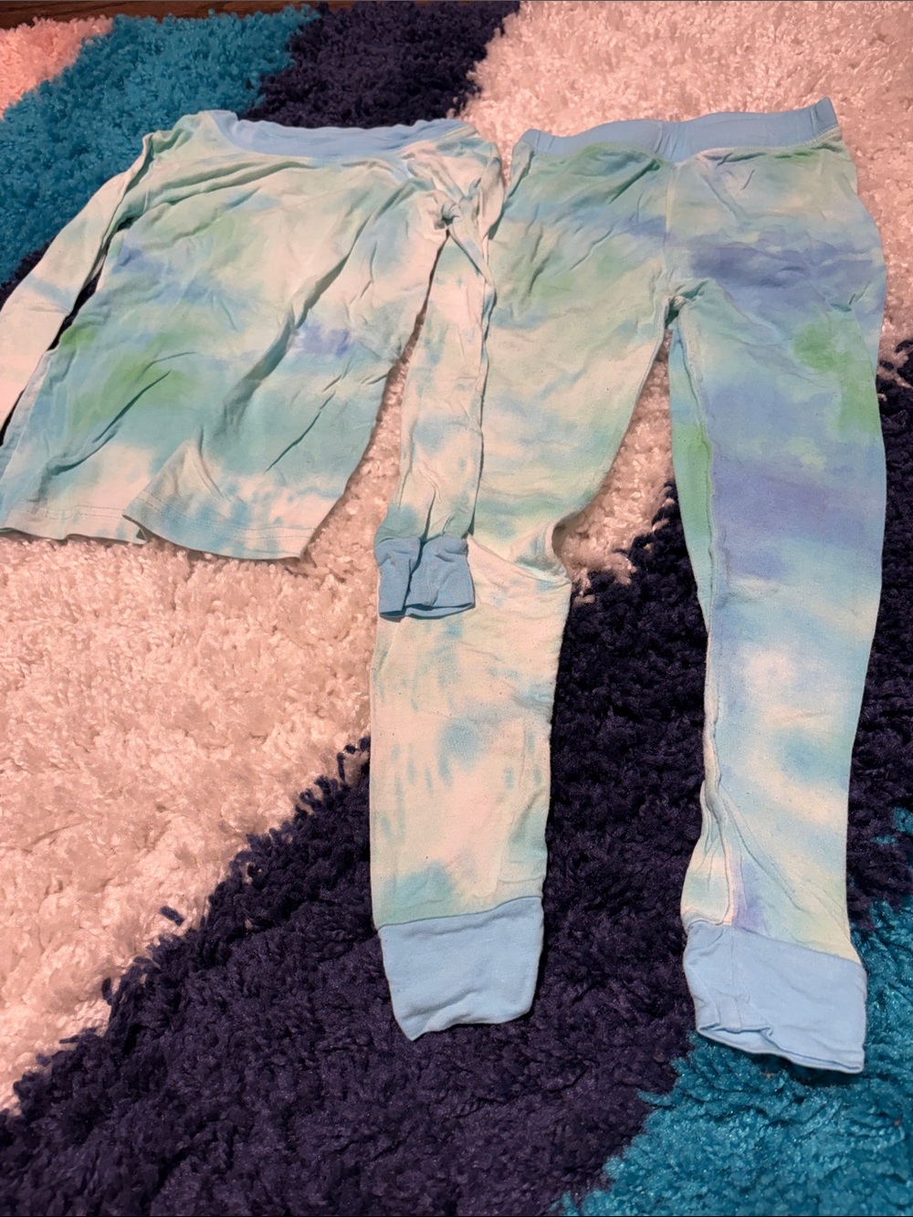 Little Sleepies Pastel Tie-Dye PJ Set in Blue & Green